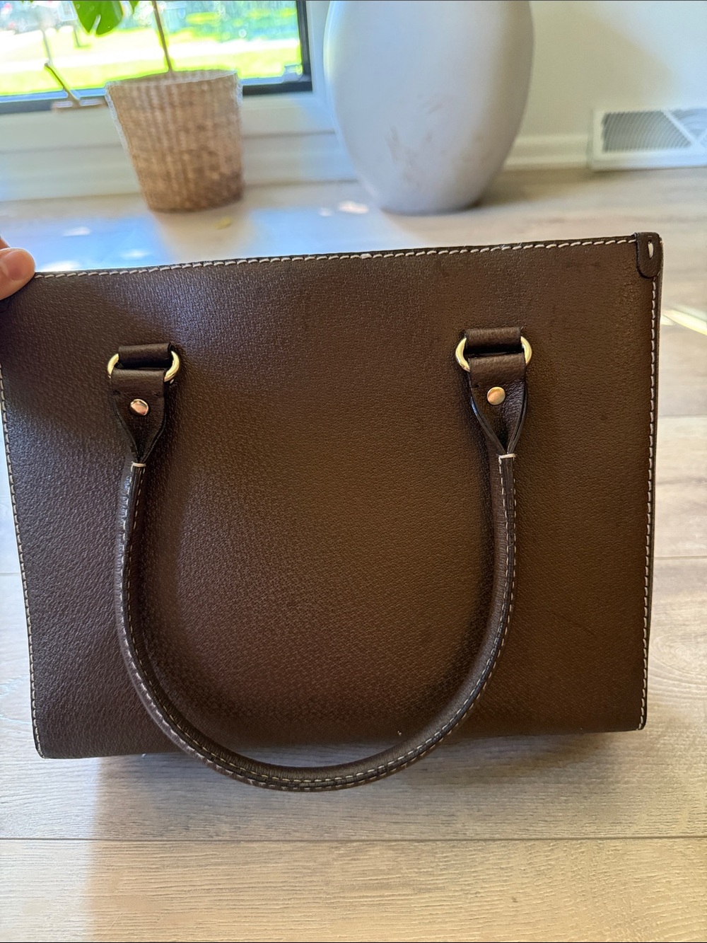 kate spade brown leather satchel with gold hardware - Picture 4 of 9